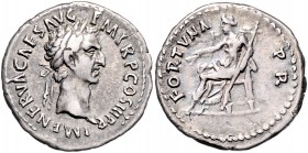 Nerva 96 - 98
Römische Münzen, Römisches Kaiserreich. Denarius, 97 n. Chr.. Av.: Kopf mit Lorbeerkranz n.r. Rv.: Fortuna mit Ähren und Szepter auf Thr...