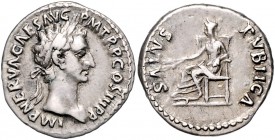 Nerva 96 - 98
Römische Münzen, Römisches Kaiserreich. Denarius, 97 n. Chr.. Av.: Kopf mit Lorbeerkranz n.r. Rv.: Salus mit Ähren auf Thron n.l. Ex Num...