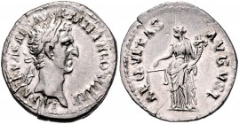 Nerva 96 - 98
Römische Münzen, Römisches Kaiserreich. Denarius, 97 n. Chr.. Av.: Kopf mit Lorbeerkranz n.r. Rv.: Aequitas mit Waage und Cornucopiae. E...