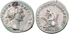Traianus 98 - 117
Römische Münzen, Römisches Kaiserreich. Denarius, 108-109 n. Chr.. Av.: Büste mit Lorbeerkranz und leichter Drapierung an linker Sch...
