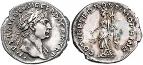 Traianus 98 - 117
Römische Münzen, Römisches Kaiserreich. Denarius, 107-109 n. Chr.. Av.: Büste mit Lorbeerkranz und leichter Drapierung an linker Sch...