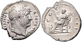 Hadrianus 117 - 138
Römische Münzen, Römisches Kaiserreich. Denarius, 126-127 n. Chr.. Av.: Kopf mit Lorbeerkranz n.r. Rv.: Abundantia/Annona mit Sich...