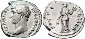 Hadrianus 117 - 138
Römische Münzen, Römisches Kaiserreich. Denarius, 136 n. Chr.. Av.: Kopf n.l. Rv.: Bonus Eventus mit Ähren und Früchteschale v.v.,...