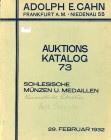 Cahn, Adolf E.
Auktions Katalog 73. Schlesische Münzen und Medaillen. Sammlung Fritz Löffler.. gebraucht