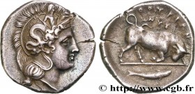 LUCANIA - THOURIOI
Type : Nomos, statère ou didrachme 
Date : c. 443-400 AC. 
Mint name / Town : Thurium, Lucanie 
Metal : silver 
Diameter : 21,5  mm...