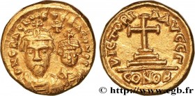 HERACLIUS and HERACLIUS CONSTANTINE
Type : Solidus 
Date : indiction 3 
Date : 614-615 
Mint name / Town : Carthage 
Metal : gold 
Millesimal fineness...