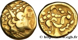 AMBIANI (Area of Amiens)
Type : Statère d'or biface au flan court 
Date : c. 80-50 AC. 
Mint name / Town : Amiens (80) 
Metal : gold 
Diameter : 18,5 ...