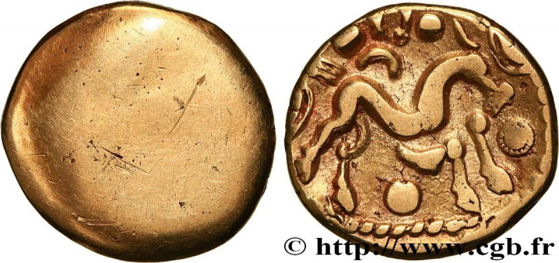 AMBIANI (Area of Amiens)
Type : Statère d'or uniface 
Date : c. 60-50 AC. 
Mint ...