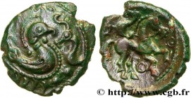 AMBIANI (Area of Amiens)
Type : Bronze au monstre marin 
Date : c. 60-40 AC. 
Mint name / Town : Amiens (80) 
Metal : bronze 
Diameter : 16  mm
Orient...