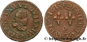 LOUIS XIII
Type : Denier tournois, type 2 
Date : 1613 
Mint name / Town : Lyon 
Metal : copper 
Diameter : 17  mm
Orientation dies : 6  h.
Weight : 1...
