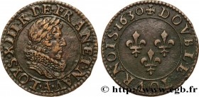 LOUIS XIII
Type : Double tournois, type 5 
Date : 1630 
Mint name / Town : Paris 
Quantity minted : 826150 
Metal : copper 
Diameter : 20,5  mm
Orient...