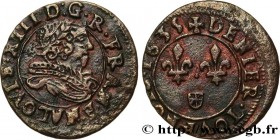LOUIS XIII
Type : Denier tournois de Navarre 
Date : 1635 
Mint name / Town : Saint-Palais 
Metal : copper 
Diameter : 16,5  mm
Orientation dies : 6  ...