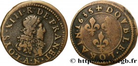 LOUIS XIII
Type : Double lorrain, type 4 
Date : 1635 
Mint name / Town : Stenay 
Metal : copper 
Diameter : 20,5  mm
Orientation dies : 12  h.
Weight...