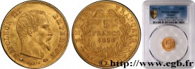 SECOND EMPIRE
Type : 5 francs or Napoléon III, tête nue, grand module 
Date : 1858 
Mint name / Town : Paris 
Quantity minted : 2981761 
Metal : gold ...