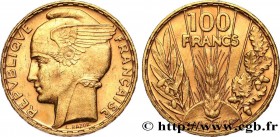 III REPUBLIC
Type : 100 francs or, Bazor 
Date : 1936 
Quantity minted : 7688641 
Metal : gold 
Millesimal fineness : 900  ‰
Diameter : 21  mm
Orienta...