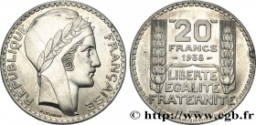 FRENCH STATE
Type : Préparation de la 20 francs, type Turin, essai en aluminium, tranche striée, 4,5 g 
Date : 1938 
Mint name / Town : Paris 
Quantit...
