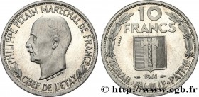 FRENCH STATE
Type : Essai de 10 francs Pétain en aluminium par Delannoy, poids très léger (2 g) 
Date : 1941 
Mint name / Town : Paris 
Quantity minte...