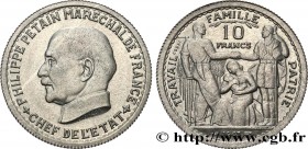 FRENCH STATE
Type : Essai de 10 francs Pétain en aluminium par Bazor/Vézien 
Date : 1943 
Mint name / Town : Paris 
Quantity minted : --- 
Metal : alu...