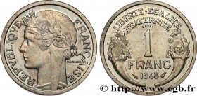 IV REPUBLIC
Type : Essai de 1 franc Morlon cupro-nickel à 6 g 
Date : 1948 
Mint name / Town : Paris 
Quantity minted : --- 
Metal : copper nickel 
Di...