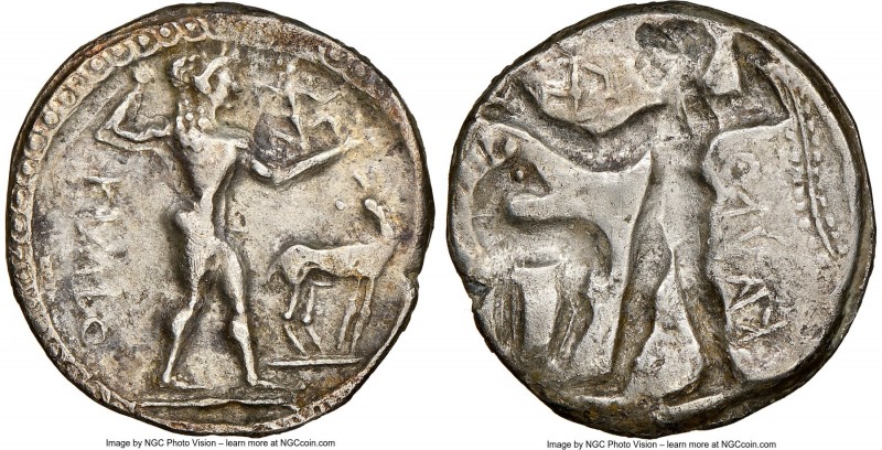 BRUTTIUM. Caulonia. Late 6th century BC. AR stater or nomos (24mm, 7.64 gm, 12h)...