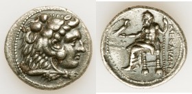 MACEDONIAN KINGDOM. Alexander III the Great (336-323 BC). AR tetradrachm (28mm, 16.91 gm, 12h). XF. Early posthumous issue of Tyre, dated Regnal Year ...