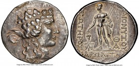 THRACE. Maroneia. Ca. after 146 BC. AR tetradrachm (31mm, 16.29 gm, 1h). NGC XF 5/5 - 4/5. Head of young Dionysus right, wearing cloth headband (mitra...