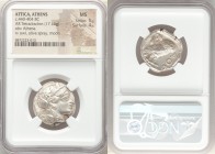 ATTICA. Athens. Ca. 440-404 BC. AR tetradrachm (24mm, 17.16 gm, 7h). NGC MS 5/5 - 4/5. Mid-mass coinage issue. Head of Athena right, wearing crested A...