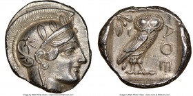 ATTICA. Athens. Ca. 440-404 BC. AR tetradrachm (27mm, 17.19 gm, 9h). NGC Choice AU 5/5 - 4/5. Mid-mass coinage issue. Head of Athena right, wearing cr...