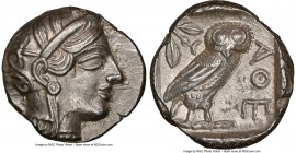ATTICA. Athens. Ca. 440-404 BC. AR tetradrachm (25mm, 17.17 gm, 10h). NGC Choice AU 5/5 - 4/5. Mid-mass coinage issue. Head of Athena right, wearing c...