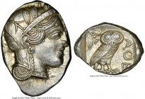 ATTICA. Athens. Ca. 440-404 BC. AR tetradrachm (28mm, 17.21 gm, 9h). NGC Choice AU 4/5 - 5/5. Mid-mass coinage issue. Head of Athena right, wearing cr...
