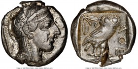 ATTICA. Athens. Ca. 440-404 BC. AR tetradrachm (24mm, 17.17 gm, 7h). NGC Choice AU 5/5 - 2/5, test cut. Mid-mass coinage issue. Head of Athena right, ...