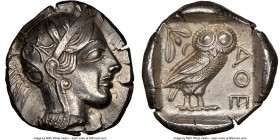 ATTICA. Athens. Ca. 440-404 BC. AR tetradrachm (25mm, 17.16 gm, 5h). NGC AU 5/5 - 4/5. Mid-mass coinage issue. Head of Athena right, wearing crested A...