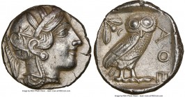 ATTICA. Athens. Ca. 440-404 BC. AR tetradrachm (25mm, 17.17 gm, 8h). NGC AU 5/5 - 3/5, scratches. Mid-mass coinage issue. Head of Athena right, wearin...