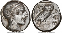 ATTICA. Athens. Ca. 440-404 BC. AR tetradrachm (24mm, 17.18 gm, 1h). NGC AU 5/5 - 2/5, brushed. Mid-mass coinage issue. Head of Athena right, wearing ...