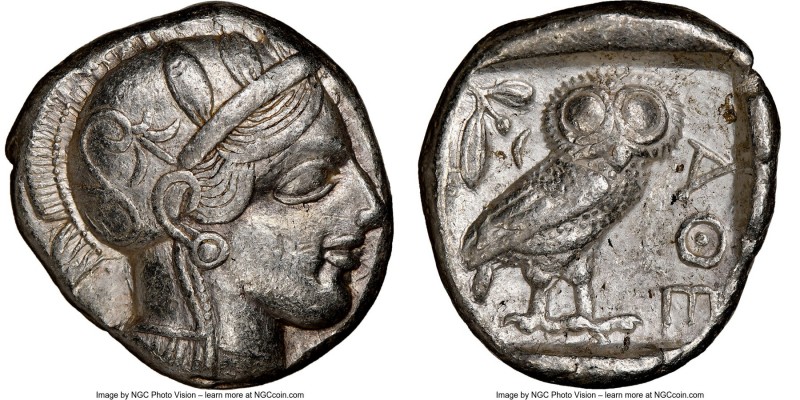 ATTICA. Athens. Ca. 440-404 BC. AR tetradrachm (25mm, 17.13 gm, 1h). NGC XF 5/5 ...