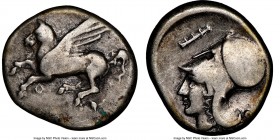 CORINTHIA. Corinth. Ca. 4th century BC. AR stater (21mm, 10h). NGC Fine. Pegasus flying left, Ϙ below / Head of Athena left, wearing Corinthian helmet...