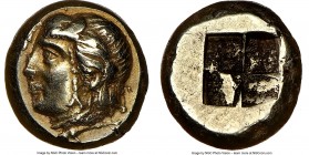 IONIA. Phocaea. Ca. 477-388 BC. EL sixth-stater or hecte (10mm, 2.52 gm). NGC XF 5/5 - 4/5. Head of Io left, hair bound with taenia, horn above temple...