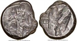 ACHAEMENID PERSIA. Xerxes II-Artaxerxes II (5th-4th centuries BC). AR siglos (16mm). NGC VF, countermark. Ca. 400-340 BC. Persian Great King in kneeli...