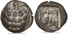 CILICIA. Mallus. Ca. 440-385 BC. AR obol (8mm, 0.79 gm, 9h). NGC AU 4/5 - 2/5. Tortoise, seen from above / Forepart of man-headed bull left, within in...