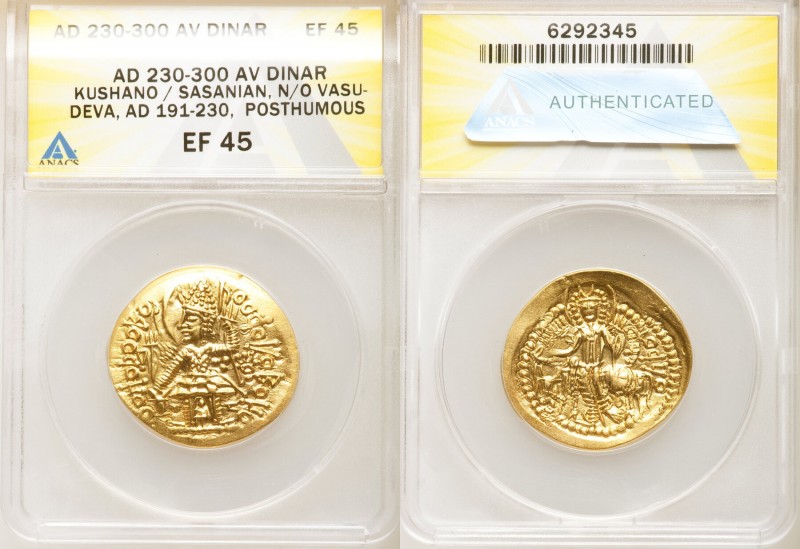 INDIA. Kushano-Sasanian. Imitating Vasudeva I (ca. AD 190-230). AV dinar (29mm, ...