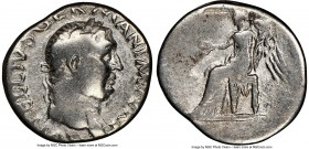 Vitellius (AD 69). AR denarius (18mm, 5h). NGC VG. Rome, April-December AD 69. A VITELLIVS GERMANICVS IMP, bare head of Vitellius right / Anepigraphic...
