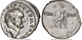 Vespasian (AD 69-79). AR denarius (18mm, 3.51 gm, 6h). NGC AU 3/5 - 2/5, brushed, scratches. Rome, AD 72-73. IMP CAES VESP AVG P M COS IIII, laureate ...