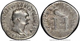 Domitian (AD 81-96). AR denarius (18mm, 5h). NGC Fine. Rome, AD 80-81. CAESAR DIVI F DOMITIANVS COS VII, laureate head of Domitian right / PRINCEPS IV...
