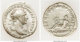 Trajan (AD 98-117). AR denarius (20mm, 2.85 gm, 8h). Fine. Rome, AD 112-113. IMP TRAIANO AVG GER DAC P M TR P COS VI P P, laureate head of Trajan righ...