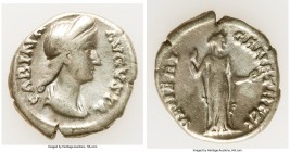 Sabina (AD 128-136/7). AR denarius (18mm, 3.04 gm, 6h). Choice Fine. Rome, ca. 128-136/7. SABINA AVGVSTA, diademed, draped bust of Sabina right, seen ...