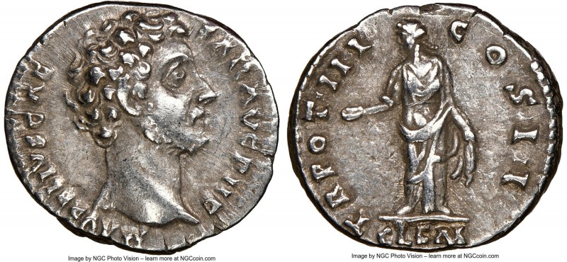 Marcus Aurelius, as Caesar (AD 161-180). AR denarius (18mm, 5h). NGC XF. Rome, A...