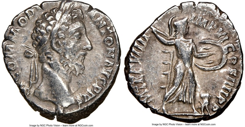 Commodus, as Augustus (AD 177-192). AR denarius (17mm, 5h). NGC Choice VF. Rome,...