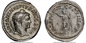 Caracalla (AD 198-217). AR denarius (20mm, 12h). NGC Choice AU. Rome, AD 213. ANTONINVS PIVS AVG BRIT, laureate head of Caracalla right / P M TR P XVI...