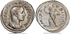 Severus Alexander (AD 222-235). AR denarius (20mm, 1h). NGC AU brushed. Rome, AD 231. IMP SEV ALE-XAND AVG, laureate head of Severus Alexander right /...
