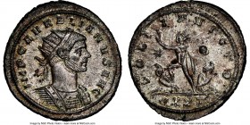 Aurelian (AD 270-275). BI antoninianus (23mm, 4.13 gm, 6h). NGC MS 5/5 - 4/5, Silvering. Ticinum, 4th officina. IMP C AVRELIANVS AVG, radiate and cuir...